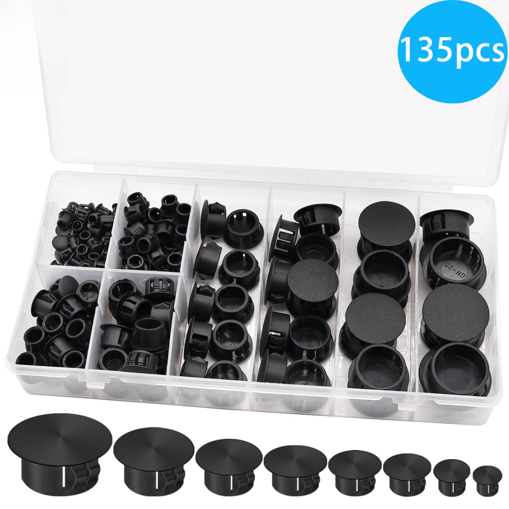 Furniture Screw Type - 135 pezzi di copertura nera tipo